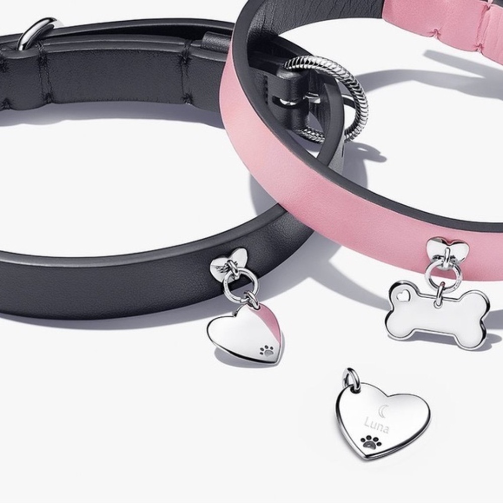 Pandora Pet Collar - For Dog or Cat - BLACK - Vegan Leather Luxury Accessory